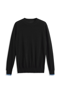 HERREN BAUMWOLLPULLOVER MIT KONTRAKTÄRMELN